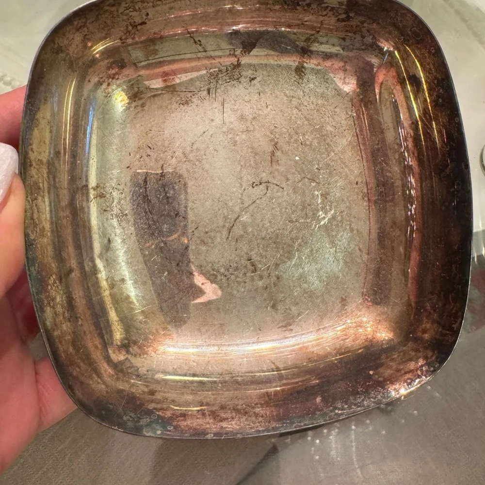 Vintage Square Silver Dish Plate
